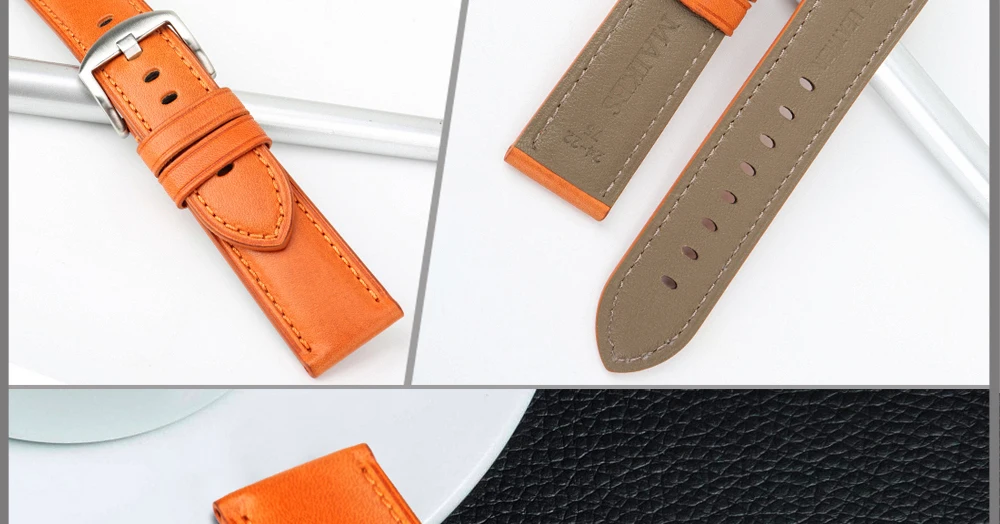 MAIKES Watch strap Watch Accessories Watchbands 20mm 22mm 24mm Genuine Leather Bracelets For samsung gear Watch Band