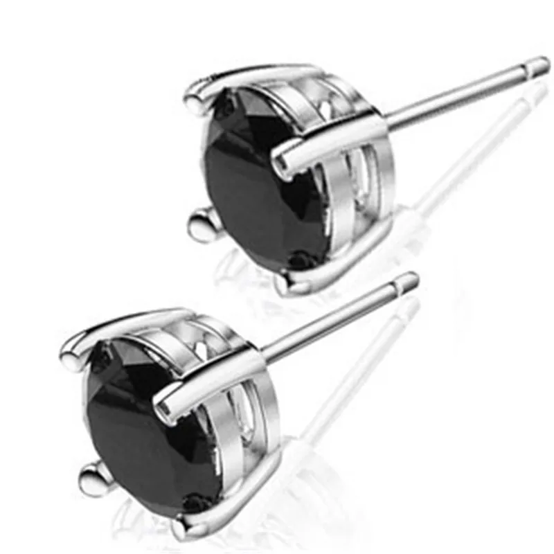 

925 sterling silver Stud earrings Men and women four claws black drill Women's fashion jewelry wholesale