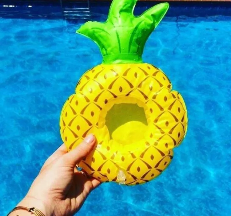 Mini Floating Cup Holder Pool Swimming Water Toys Party Beverage Boats Baby Pool Toys Inflatable Pineapple Fruits Drink Holder braided tray nordic love fruit storage plate handmade water swimming pool drink cup stand float party beverage mat outdoor toy
