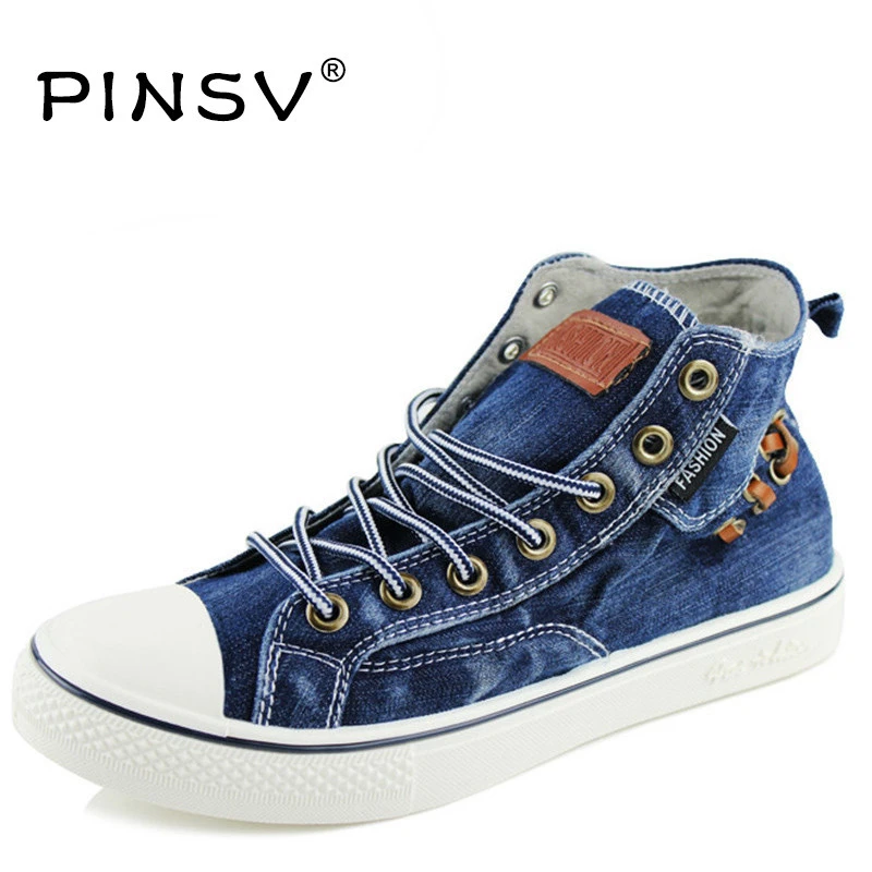 

Sneakers Men Casual Shoes Denim Canvas Shoes Men Sneakers High Top Black Men Shoes Flats Zapatos Mujer Chaussure Homme