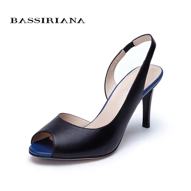 High thin heels Sandals for Woman Basic model Genuine leather Casual 35-40size Sandals women Peep toe Free shipping BASSIRIANA