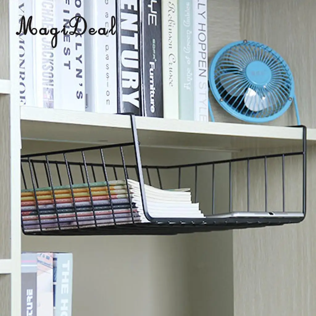 MagiDeal Household Storage Under Shelf Rack Organizer Basket for Table Cupboard Black Storage Basket for Bathroom Triangular