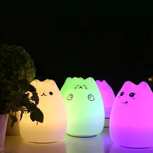 cat light Silicone LED kids Night Light baby USB Rechargeable Sensor Touch lamp baby Children Cute