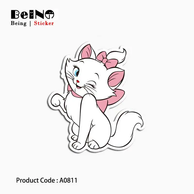 

White Smart Cat Cute Cartoon Sticker Bow Waterproof Suitcase Laptop Guitar Luggage Skateboard Toy Lovely A0811 Stickers QY31
