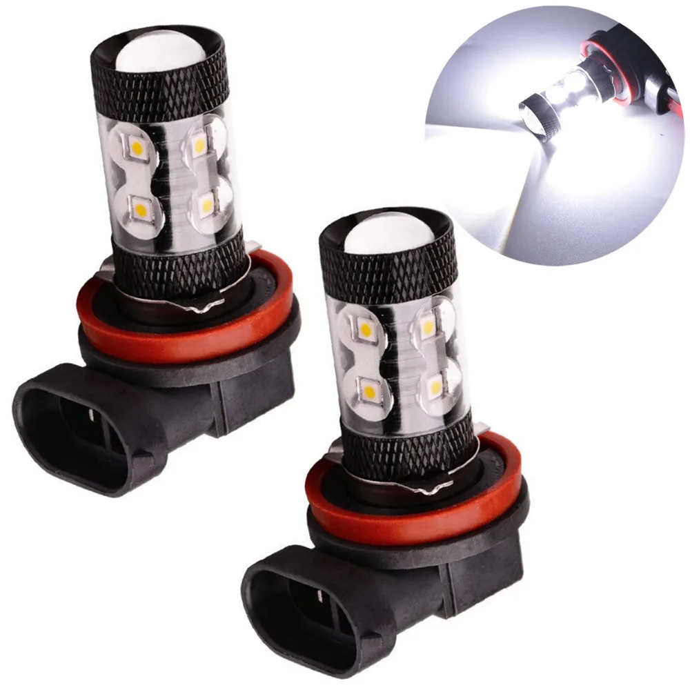 

2pcs H8 6000K 60W Car Headlight Fog Driving Light Day time Running Light 6000lm Auto Headlamp COB Fog Light Bulb
