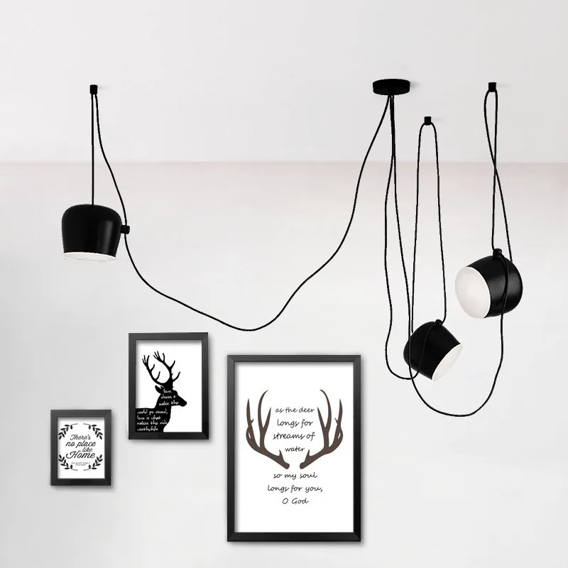 Կախովի ջահեր ժամանակակից Սև Սպիտակ լուսավորող Խոհանոցային հարմարանքներ Տնային լուսավորող լուսարձակներ Արտ Deco Drum LED կախազարդ լամպեր