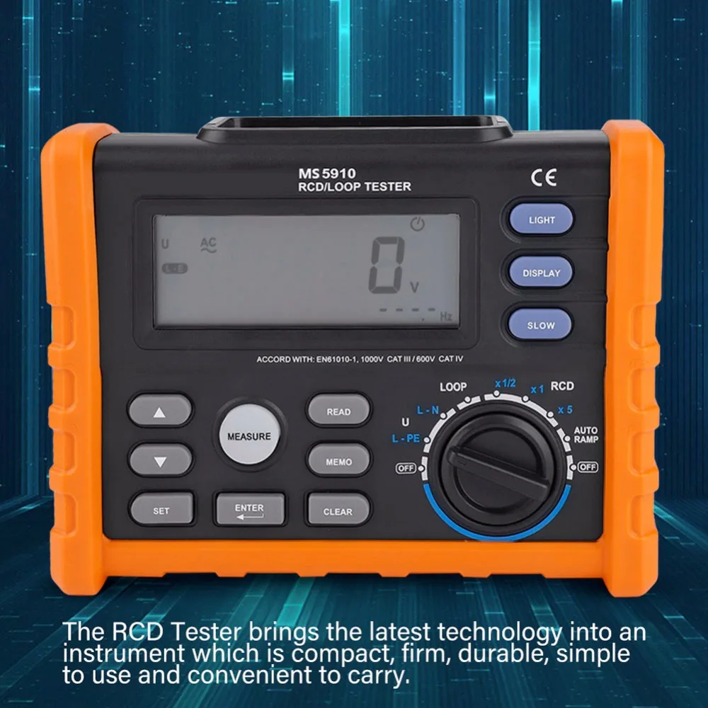 

PEAKMETER MS5910 Digital Resistance Meter RCD Loop Tester Voltmeter Multimeter Resistance Tester