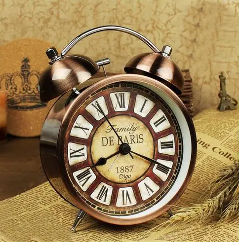 Двойной колокольчик винтажный Ретро Будильник Громкий будильник для тяжелого сна старомодные настольные часы с подсветкой домашние декоративные - Цвет: B