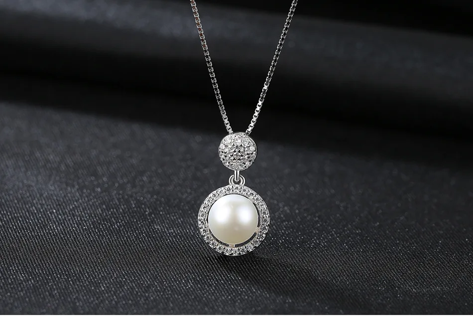 

S925 sterling silver natural pearl pendant micro-inlaid 3A zircon simple clavicle jewelry accessories gift C05