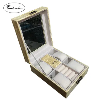

5 color High-grade PU Leather Watch Box Transparent Cover Lizard Pattern Jewelery Storage Casket Christmas Gift