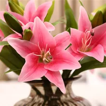 3 головки Искусственные цветы лилии на ощупь латексные Свадебные букеты DIY вечерние декоративные цветы