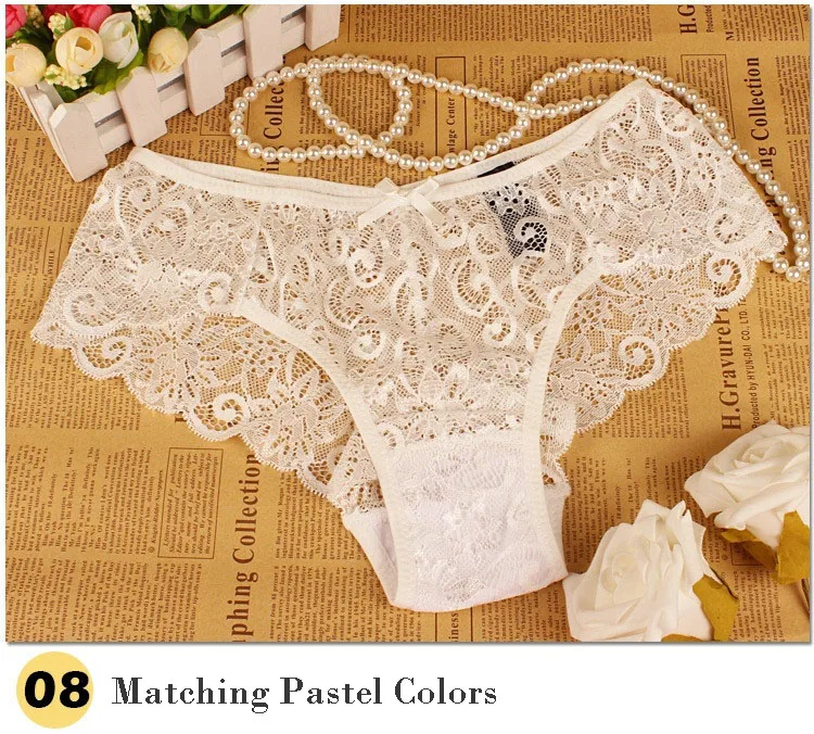 2017 Summer Sexy Lace Women Transparent Panties Plus Size Cotton Crotch Briefs Ladies Underwear Culotte Femme Intimates (21)