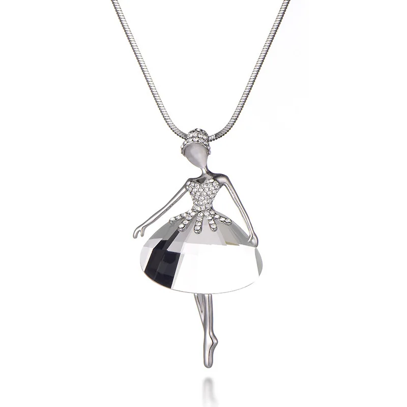 Shefly женское Кристальное блестящее сказочное ожерелье со стразами цепочка на свитер золотого и серебряного цвета длинное ожерелье модное ювелирное изделие подарок - Окраска металла: Silver