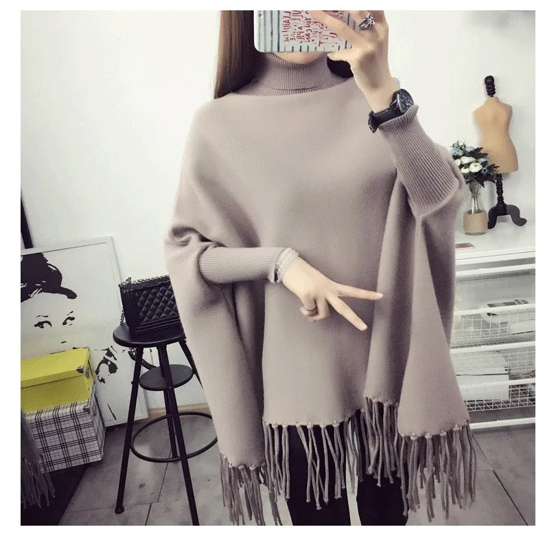 AfeiTony  Hot 2018 new Autumn and winter maternity High Collar sweater long  jacket bat shirt loose sweater pregnancy clothes