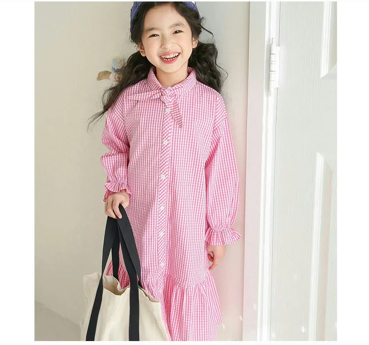 little girls pink dress black long plaid shirts 2018 fall girl dresses kids mermaid school teenage children clothing autumn 2018 (8)