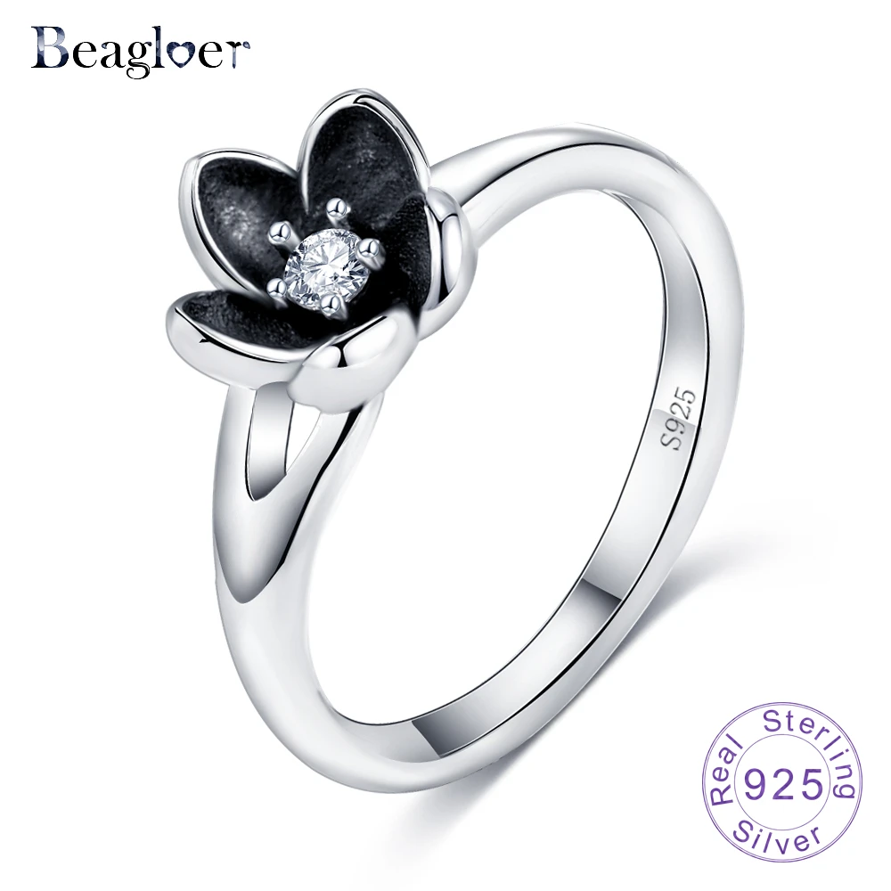 Кольцо Beagloer из серебра 925 пробы с мистическим цветком штабелируемое кольцо