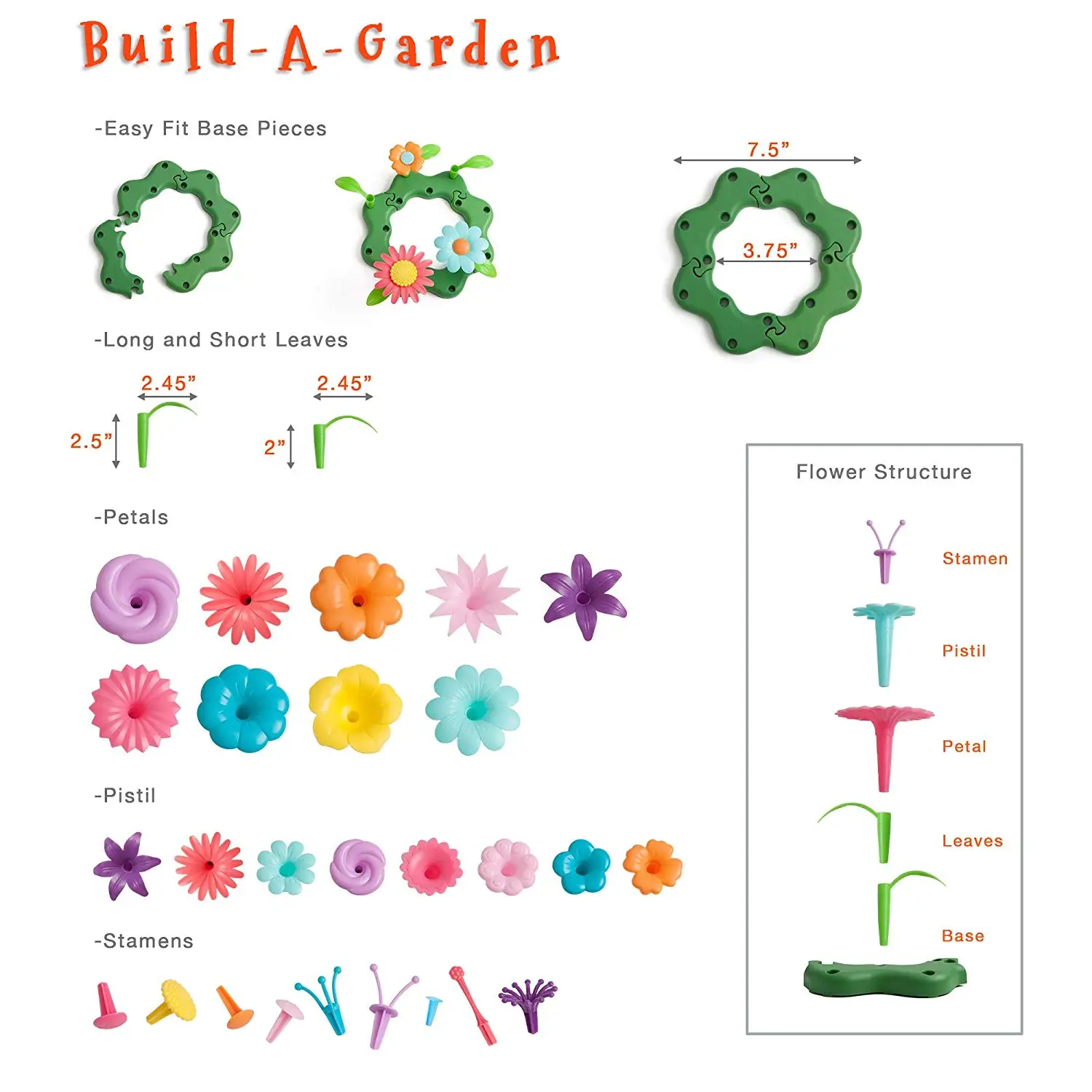Строительство и цветение детей зеленая игрушка-DIY креативный цветок набор 46 шт. дошкольник обучения строительные блоки Наборы