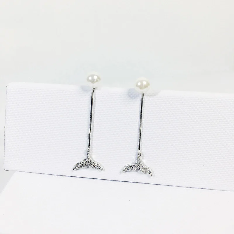 

The new listing Dolphin tail silver 925 sterling long mermaid tail earrings fine jewelry for women gifts drop shipping