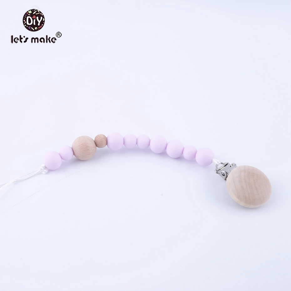 

Let's Make Baby Teethers Pacifier Clips Activity Gym Toys Silicone With PBA Free Beads Toddler Holder Kid Sensory Purple Beads