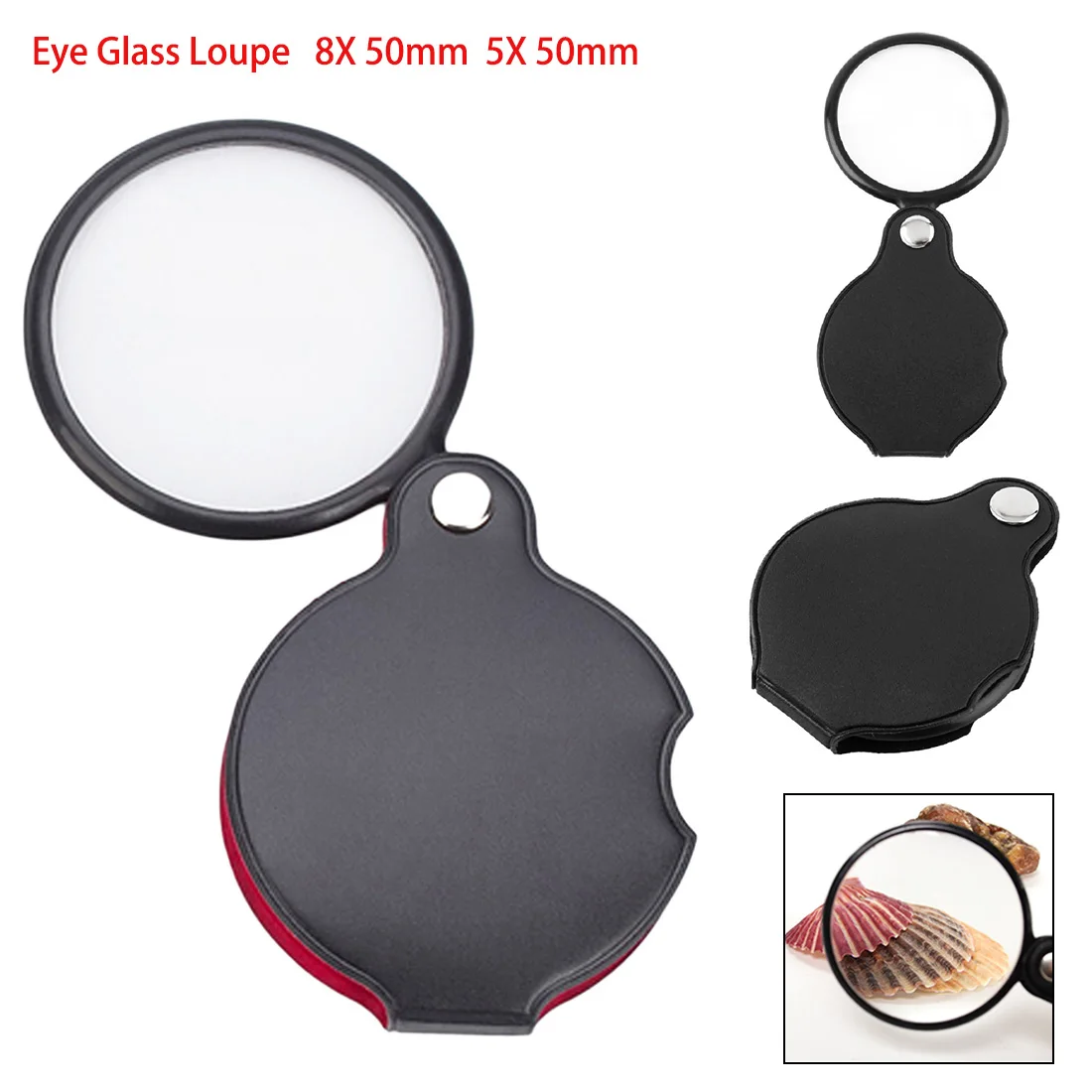 

8X Black Mini Pocket Jewelry Magnifier Magnifying Glass Loupe Travel Camping Portable Magnifier