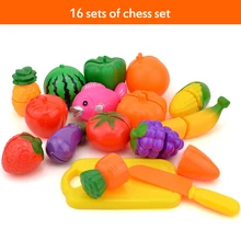 16 шт./компл. пластик еда овощи Кухня резка игрушечные лошадки Дети ролевые игры Классические игрушки для образования косплэй игры