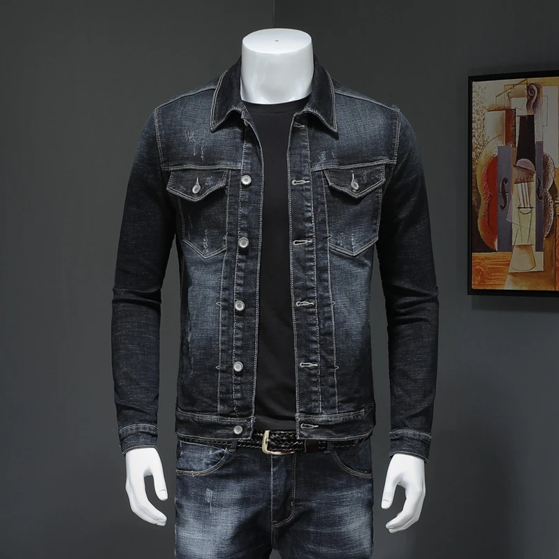 

Men's Blue Denim Jackets Washed Jean Jacket For Big Tall Plu Size M-4XL