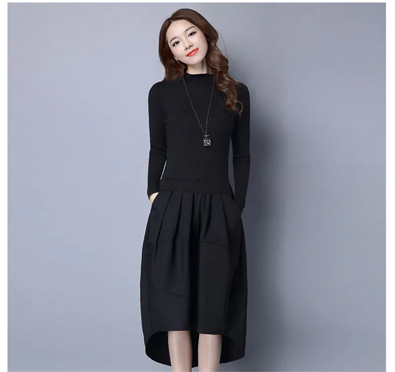 AYUNSUE, осенние женские платья, женское черное трикотажное платье, Элегантное зимнее женское облегающее платье-свитер, Vestidos WXF516