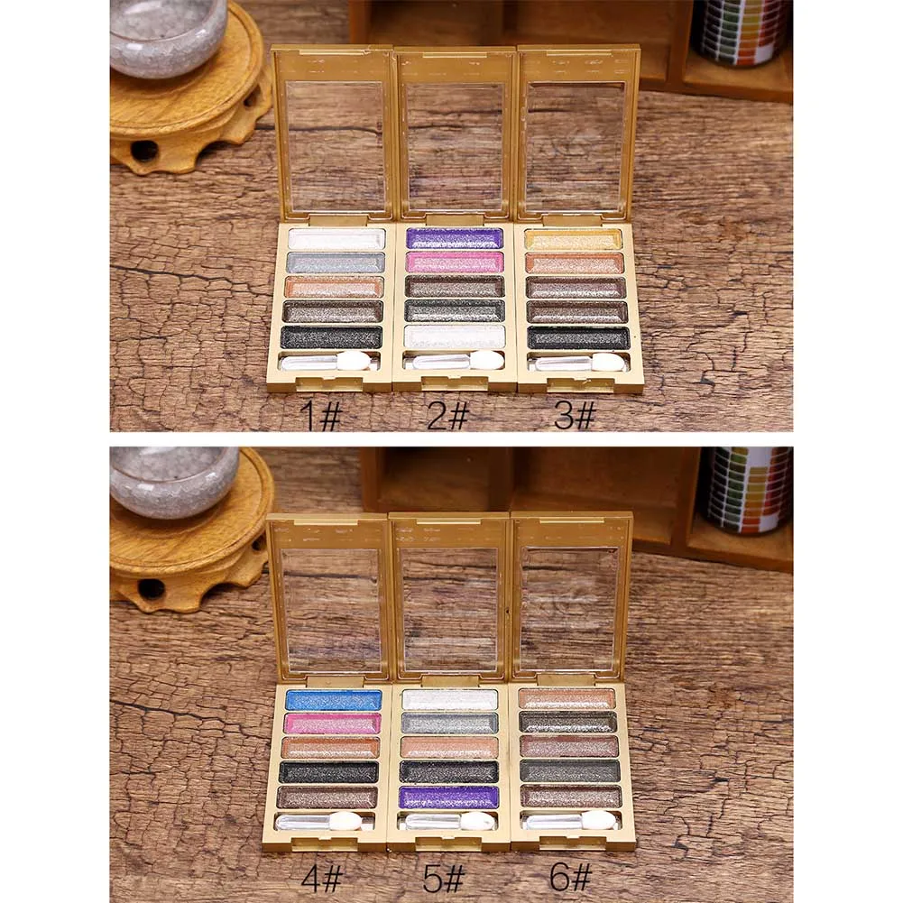 

5 Colors Glitter Eyeshadow Palette With Brush Waterproof Makeup Eye Shadow Cosmetics OA66