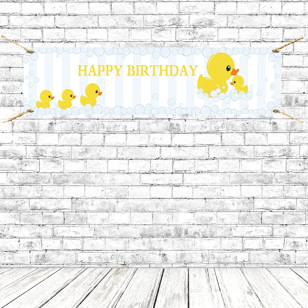 Резиновый баннеры для вечеринки на день рождения желтая утка плакат "с днем рождения" плакаты знак фон с Люверсами