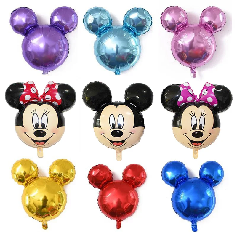 

10pcs/lot Cute Mini Mickey Minnie Mouse Foil Balloons Cartoon 25*45CM Head Shape Inflatable Air Ballons Birthday Party Decor Toy