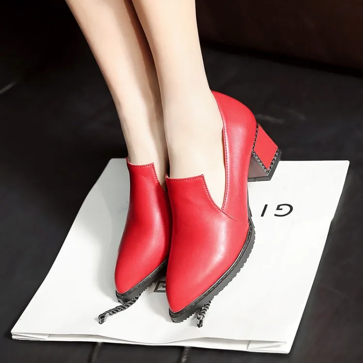 

Big Size 11 12 13 ladies high heels women shoes woman pumps Retro hundred pairs of thick-heeled single shoes