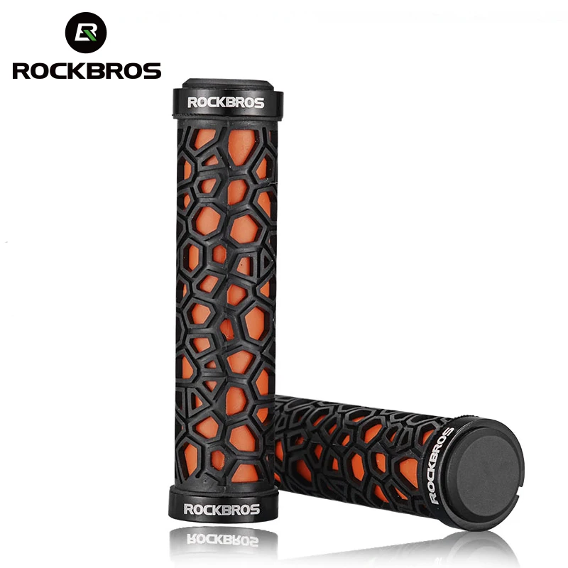 Rockbros الدراجات القبضات mtb الطريق دراجة خفيفة مكافحة زلة المطاط مزدوجة الجانبين قفل على المقود القبضات دراجات أجزاء 1 زوج
