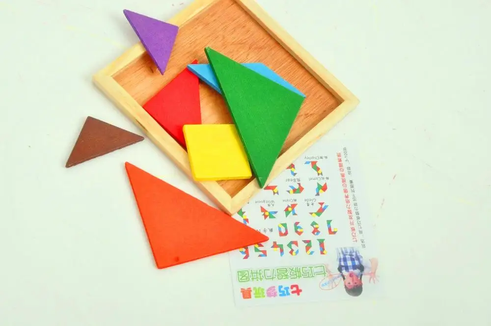 Красочная деревянная головоломка Tangram Квадратный Блок игра IQ лучший подарок для