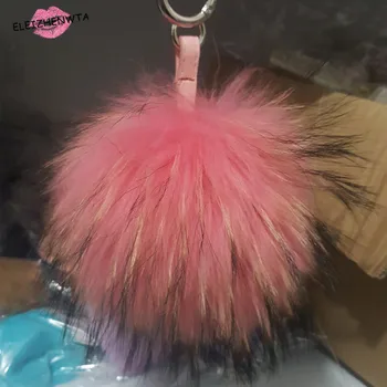 

Luxury big Fur ball pom pom Fluffy for bag charm accessories Key Chains Keyring portachiavi donna for girlfriend