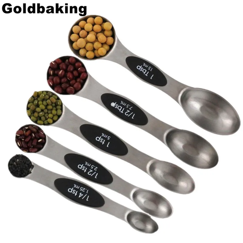 Goldbaking Магнитная измерительная нержавеющая сталь для ложек набор из 5 для измерения сухого и жидкого ингредиента для дома и кухни Весы