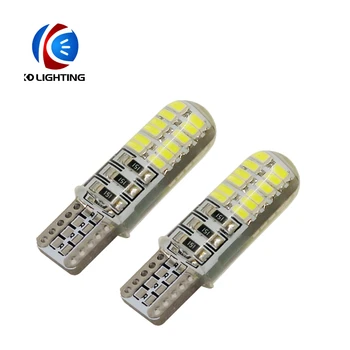 

KD 1PCS/100PCS/300PCS Led Light Car Reading Light Clearance Lights T10 W5W 24 SMD 3014 LED Wedge Light Bulbs Parking Lamps 12V