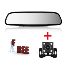 Car Monitor With Camera Glass Lens LED Night Vision Reverse Backup CCD Rear View Camera + 4.3″ Car Parking Rearview Mirror