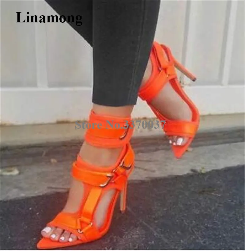 

2019 Summer New Fashion Pointed Open Toe Suede Leather Stiletto Heel Gladiator Sandals Ankle Wrap Buckles High Heel Sandals Heel