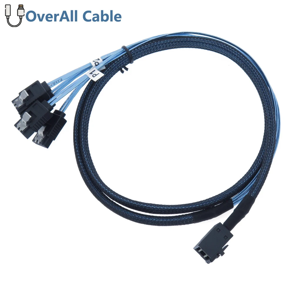 

Internal Mini SAS HD (Host) SFF-8643 to 4 SATA (Target) Forward Breakout Cable for Raid Controller