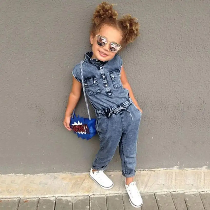 

Fashion Baby Girl Boy Romper Clothes Bowknot Jeans Denim Newborn Jumpsuit Baby Sleeveless Romper Roupas Infantis Menina#1