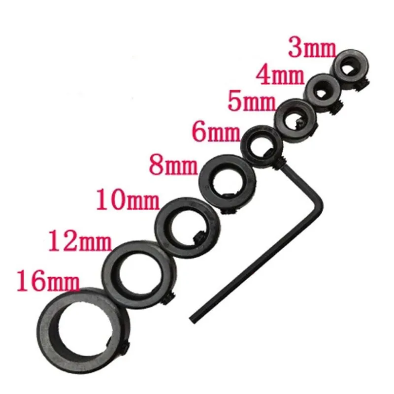 

8pcs Metric Drill Bit Shaft Depth Stop Collars Woodworking Drill Bit Limited Ring Collar 3mm 4mm 5mm 6mm 8mm 10mm 12mm 16mm