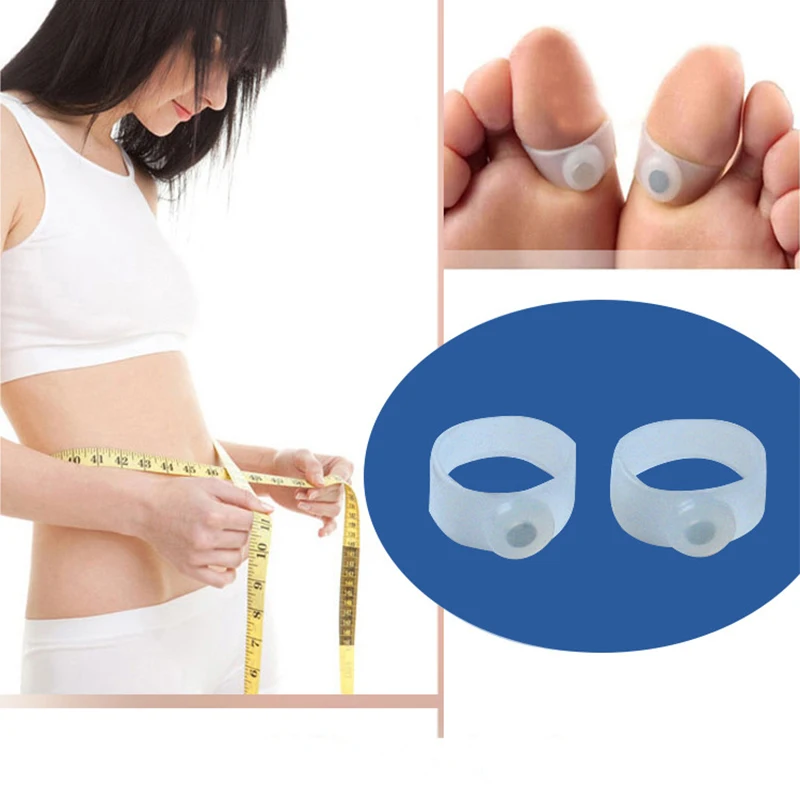 2 Pair=4 Piece Massager Toe Rings Weight Loss Silicon Foot