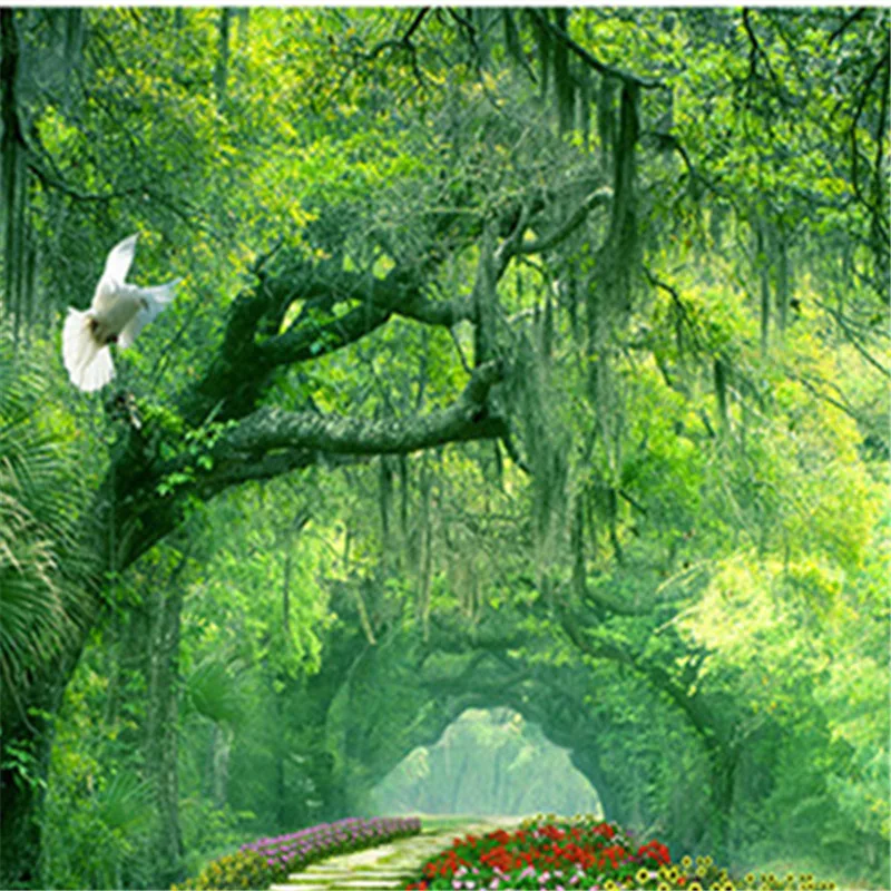 Large Custom Photo Wallpapers 3D Flower Wallpaper Nature Landscape Green Forest Tree Walls Murals Living Room Bedroom Home Decor Large Custom Photo Wallpapers 3D Flower Wallpaper Nature Landscape Green Forest Tree Walls Murals Living Room Bedroom Home Decor