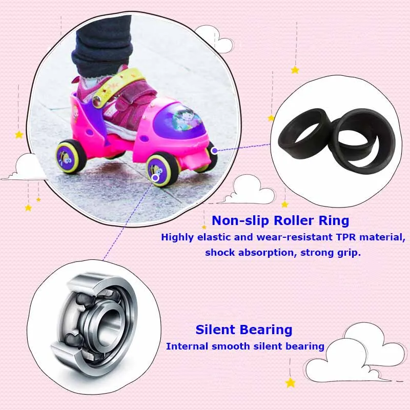 Лидер продаж Регулируемый детские роликовые коньки с Детская безопасность кнопка сопротивления материал 2 цвета двухрядные 4 колёса