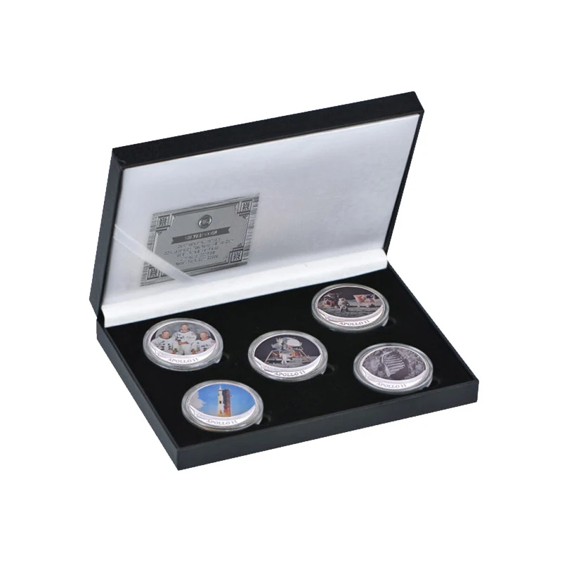 

5pcs US Project Apollo 11 Coins Collectibles Aerospace Engineering Challenge Coin Commemorating First Foot Prints on the Moon