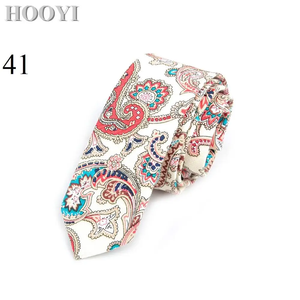 41 HOOYI Новая мода Звезда Тонкий хлопок Галстуки для мужчин узкая Печать Галстук 5 см Ширина - Цвет: 41