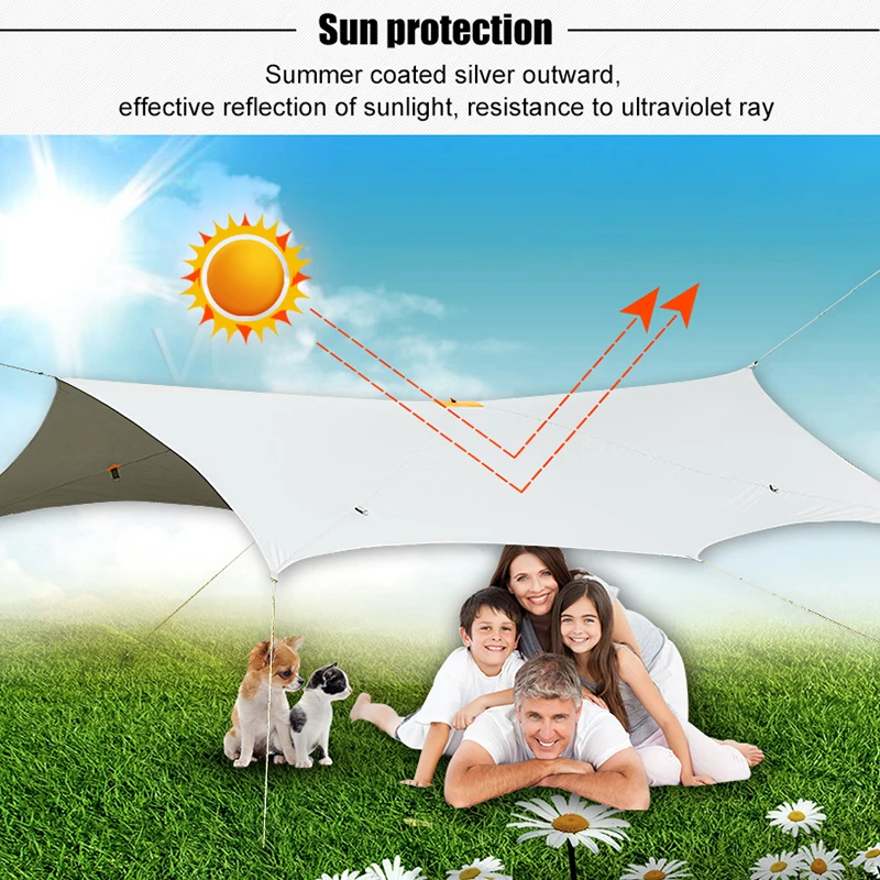 FREE SOLDIER outdoor sports camping hiking tactical military awning shelter sunshade for travelling rain fly PU waterproof mat