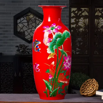 

ceramic ornaments lily flower inserting device of modern porcelain vase living room decoration Home Furnishing