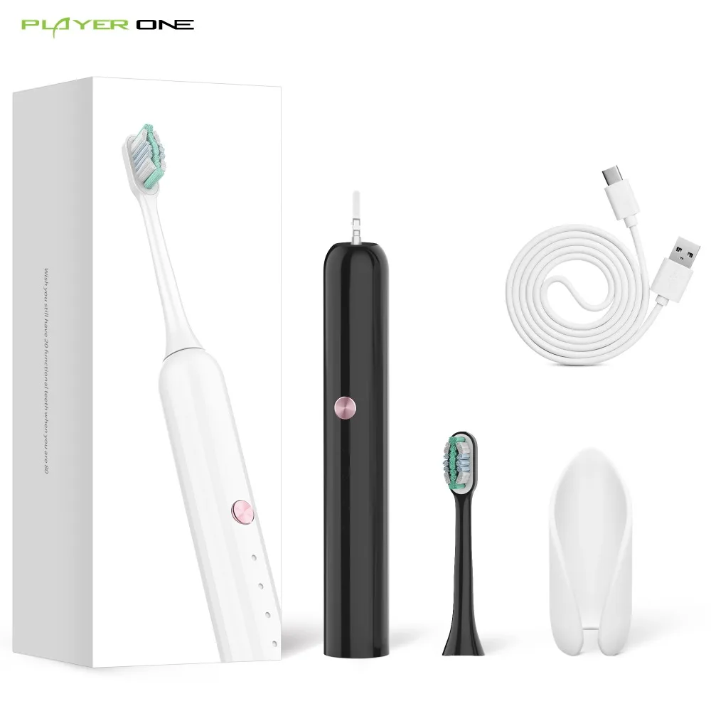 

Rechargeable Electric Toothbrush,USB charge with Type_C, 4 Optional Modes, Built-in Auto Timer, IPX7, LED lamp, Wall Holder