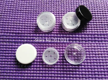 

Pack of 50PCS 100PCS Mini Empty Cosmetic Loose Powder Compact Box Plastic Small Loose Powder Jar With Sifter Sample Jar 1g
